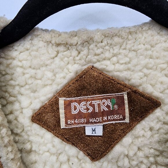 Vintage Genuine Suede Leather Sherling Western Vest Mens Rodeo Mens Medium - Picture 5 of 15